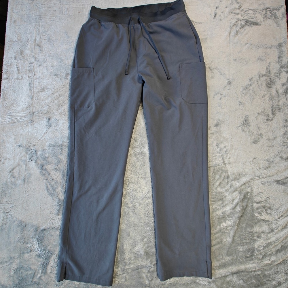 Mandala Scrub Pants Womens Large Tall Gray Equa-Tek Cargo Straight Leg